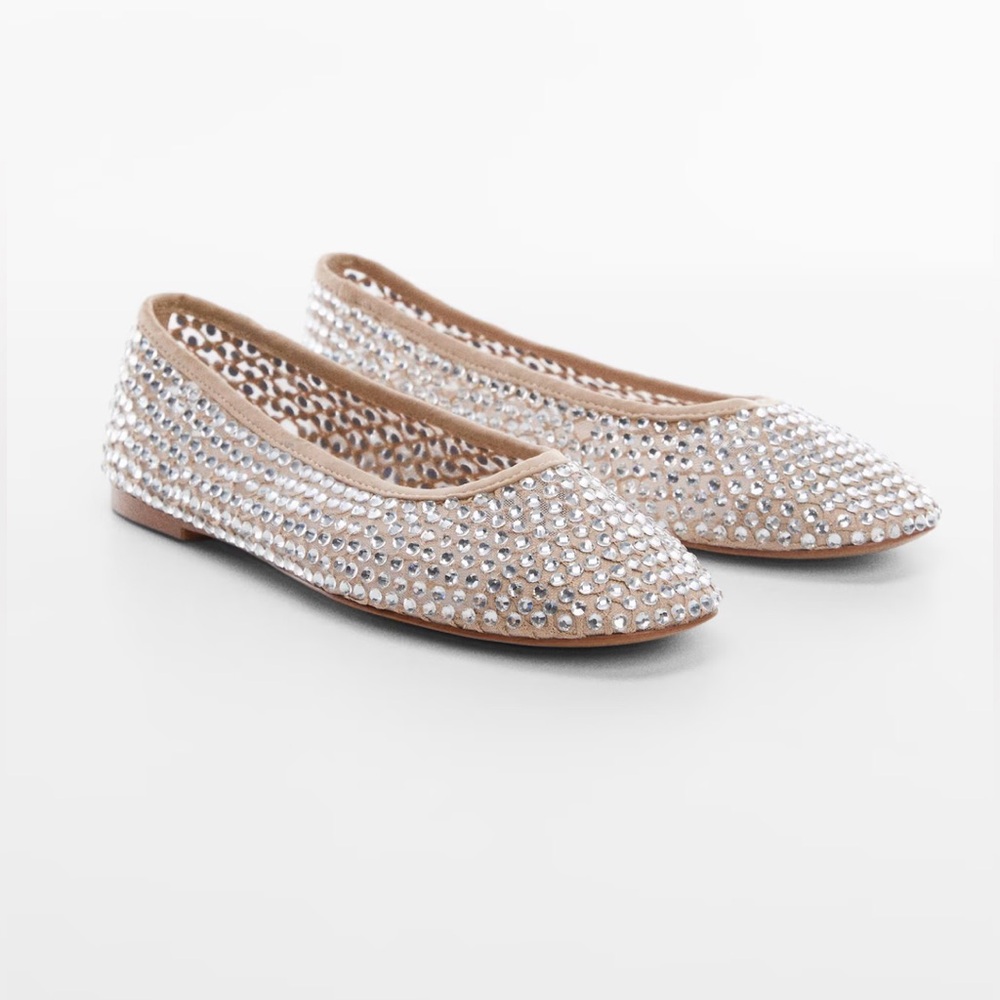 Mango Rhinestone Ballet Flats, Size 36, Brand New without Box